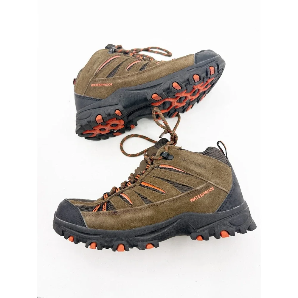 Columbia Kids Pisgah Peak Mid Waterproof Hiking Boots Brown Orange BY3234-255 3